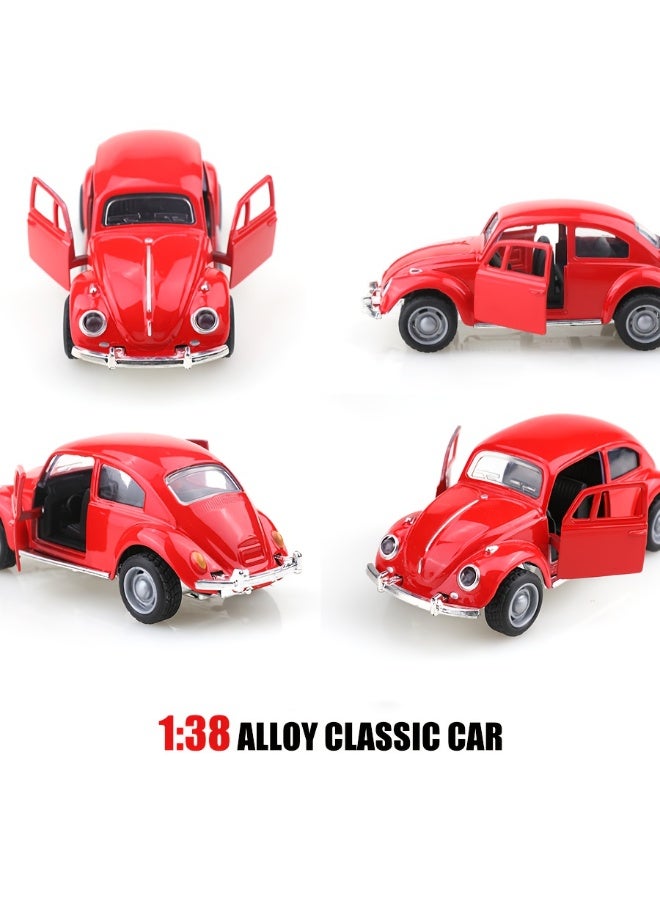 سيارة نموذجية من المعدن المصبوب بمقياس 1:38 - لون أحمر كلاسيكي عتيق، أبواب ونوافذ قابلة للفتح، سيارة لعبة قابلة للتجميع مع تصميم داخلي مرئي، هدية عيد ميلاد مثالية، لعبة سيارة، هدية للأطفال - Image 3